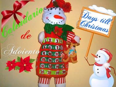 Calendario de Adviento en fieltro (muñeco de Nieve).DIY Holiday Advent Calendar
