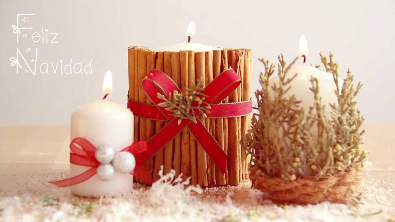 Cómo decorar una vela con canela en rama para Navidad