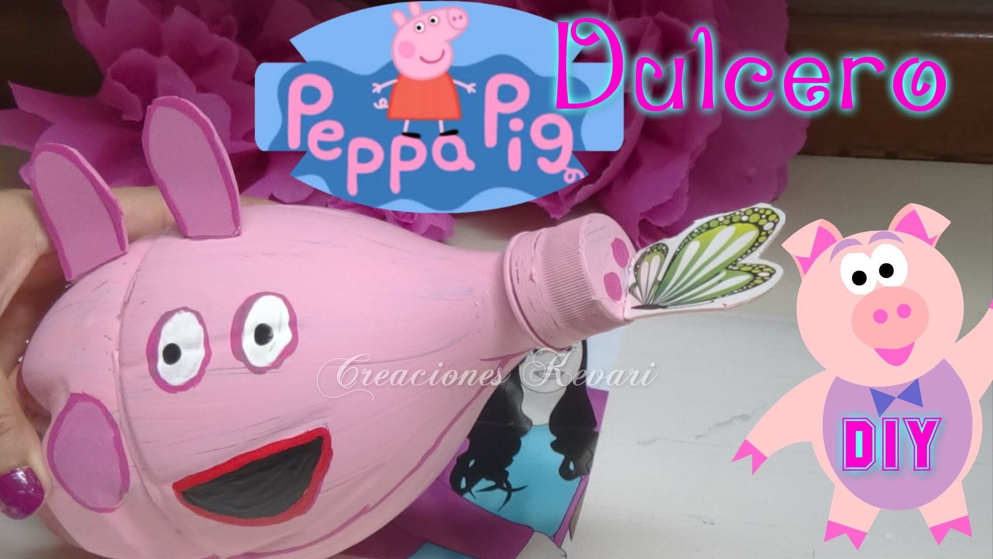 Dulcero de Peppa Pig Reciclado (botellas plásticas)Alcancia o hucha cerdito