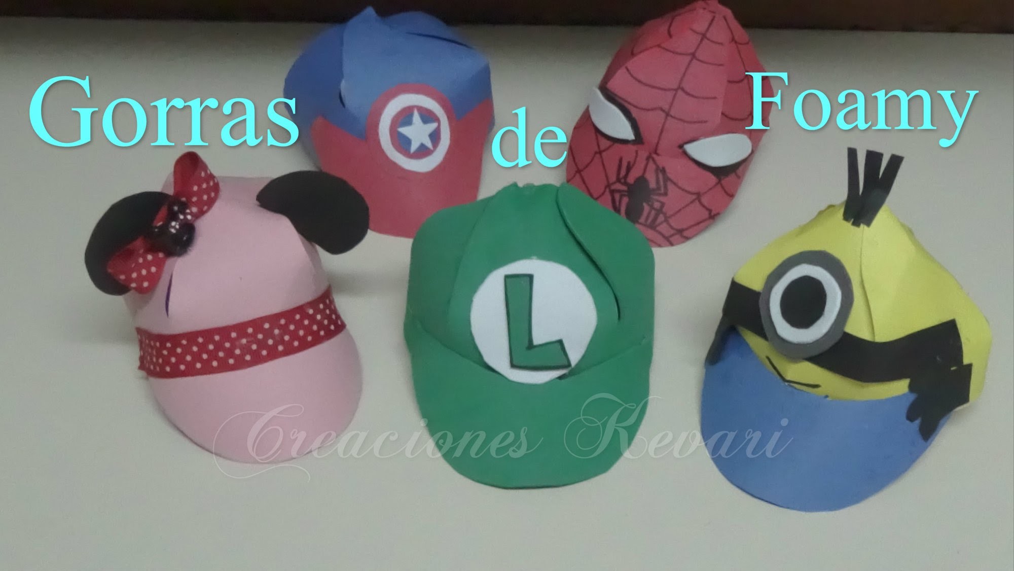 Gorra de Foamy con Moldes de Mario y Luigi Bros,Minions,Superheores Hombre araña