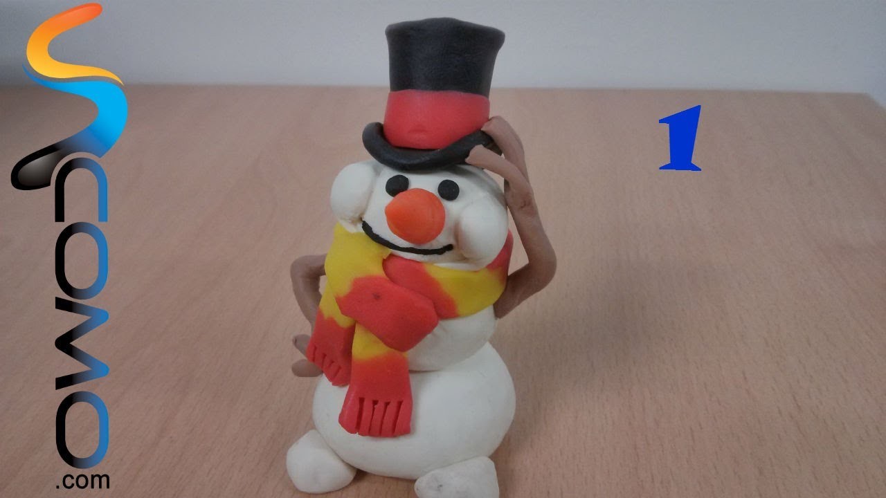Hacer el cuerpo de plastilina de un muñeco de nieve (1.3)