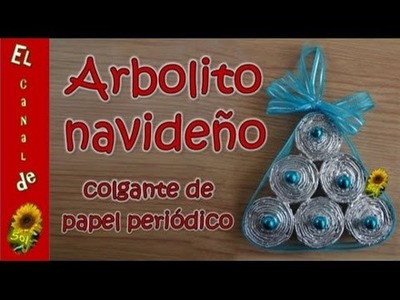 Arbolito navideño colgante de papel periódico - Hanging Christmas tree newspaper