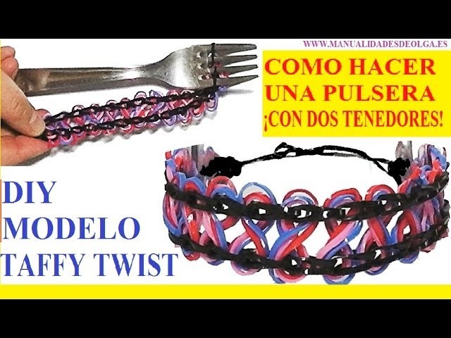 COMO HACER PULSERAS DE GOMITAS TAFFY TWIST SIN TELAR ¡CON DOS TENEDORES! sin usar Rainbow Loom