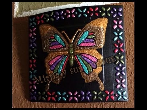 Reciclando un reloj a cuadro de mariposa. Recycling a clock Butterfly painting