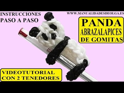 COMO HACER UN PANDA ABRAZALAPICES DE GOMITAS CON DOS TENEDORES. VIDEO TUTORIAL DIY FIGURA