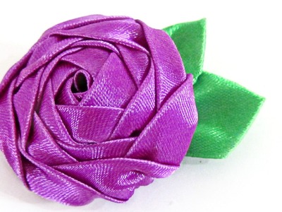 Cómo hacer una rosa con cinta. How to make a ribbon rose.