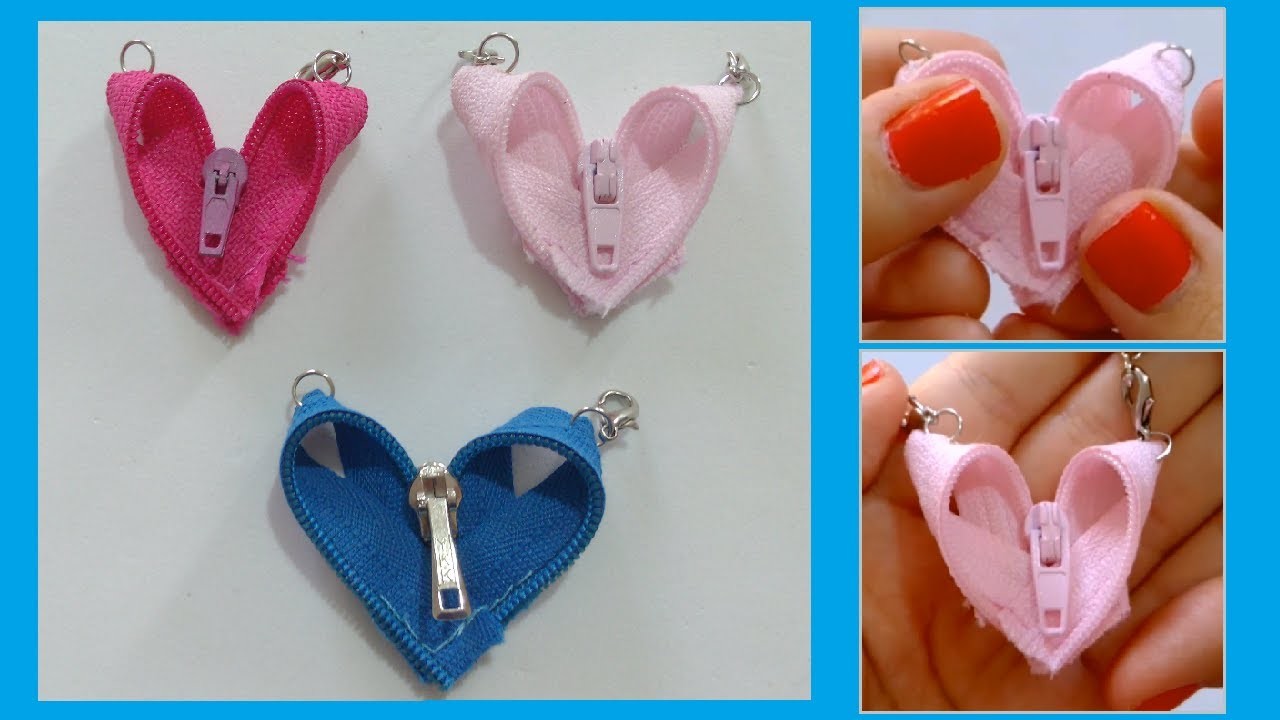 DIY Colgante corazón de cremallera- Zipper heart pendant