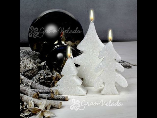 Hacer velas con forma de árbol de Navidad y efecto nevado.