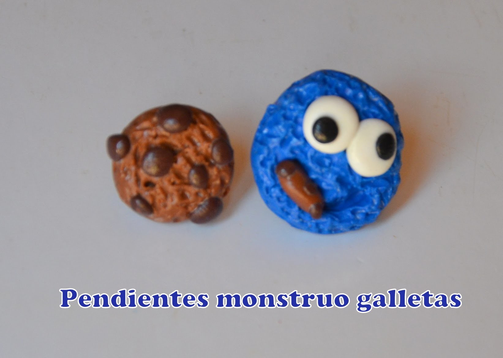 Pendientes monstruo galletas (arcilla polimerica) - Cookie monster