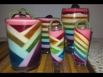 Gelatina arcoiris muy fácil. rainbow jello cups
