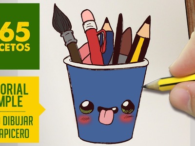 COMO DIBUJAR UN LAPICERO KAWAII PASO A PASO - Dibujos kawaii faciles - How to draw a pencil pot