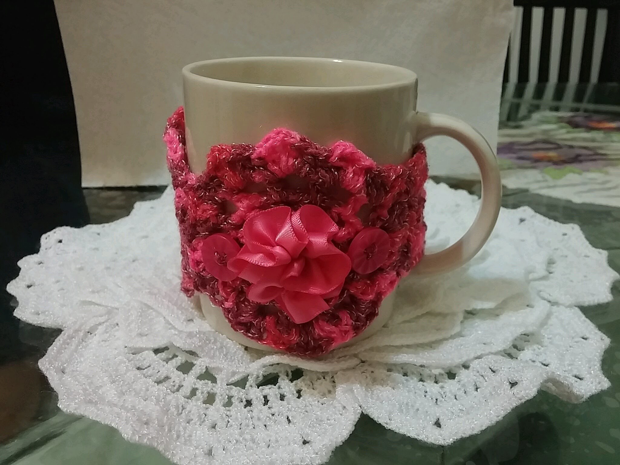 ☕Como hacer una cubierta ó decoración para tazas en crochet ☕
