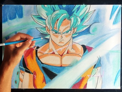 Cómo dibujar a Goku SSJ en Fase DIOS azul | How to draw goku blue god super