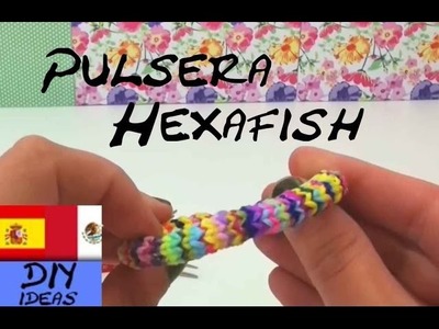 Como hacer PULSERA HEXAFISH con dos tenedores how to make a rainbow loom Hexafishtail