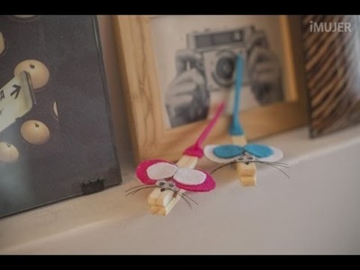 Ratón con palillos de madera