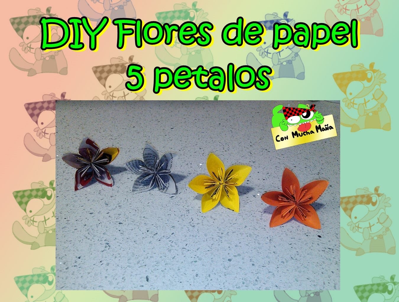 DIY Flores de papel de 5 petalos