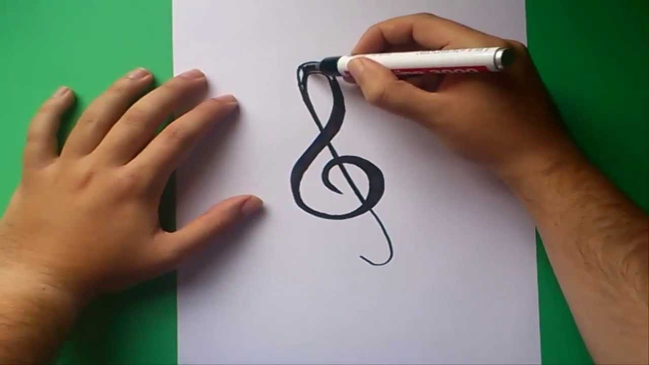 Como dibujar una clave de sol paso a paso | How to draw treble clef