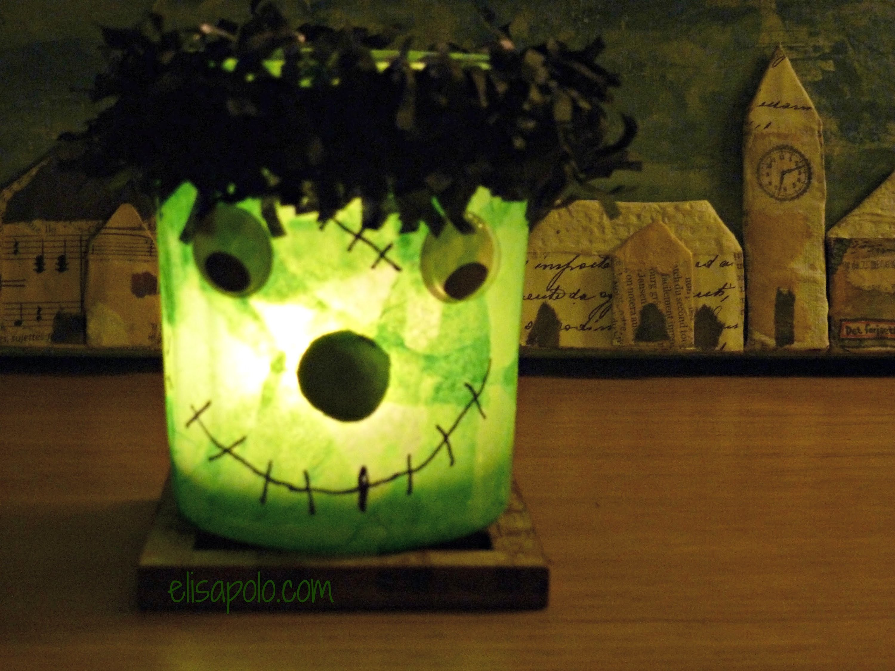 DIY Cómo hacer Decoraciones para Halloween, Lámpara Frankenstein,  Halloween Candle