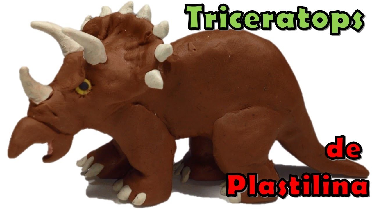 Como hacer un dinosaurio triceratops de plastilina. how to make a clay triceratops