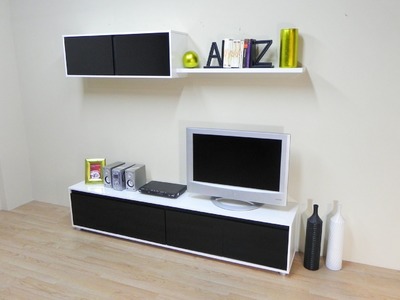 Mueble salon comedor economico (Blanco combinado Negro ref. 10128; todo blanco ref. 10182)