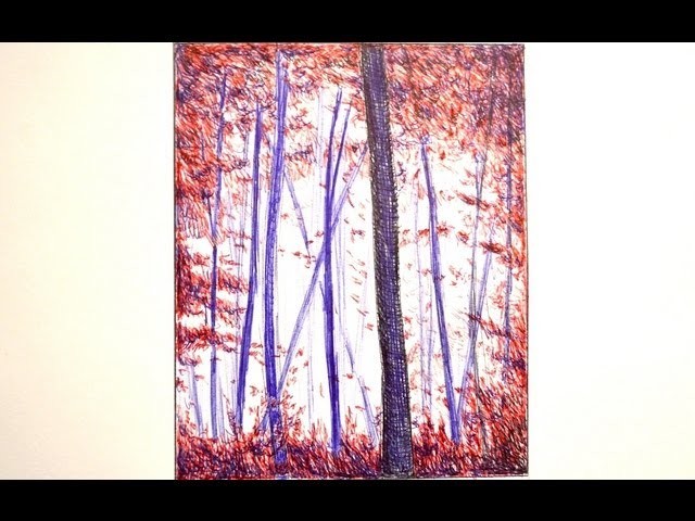 Cómo dibujar un bosque con bolígrafos de colores - Arte Divierte.