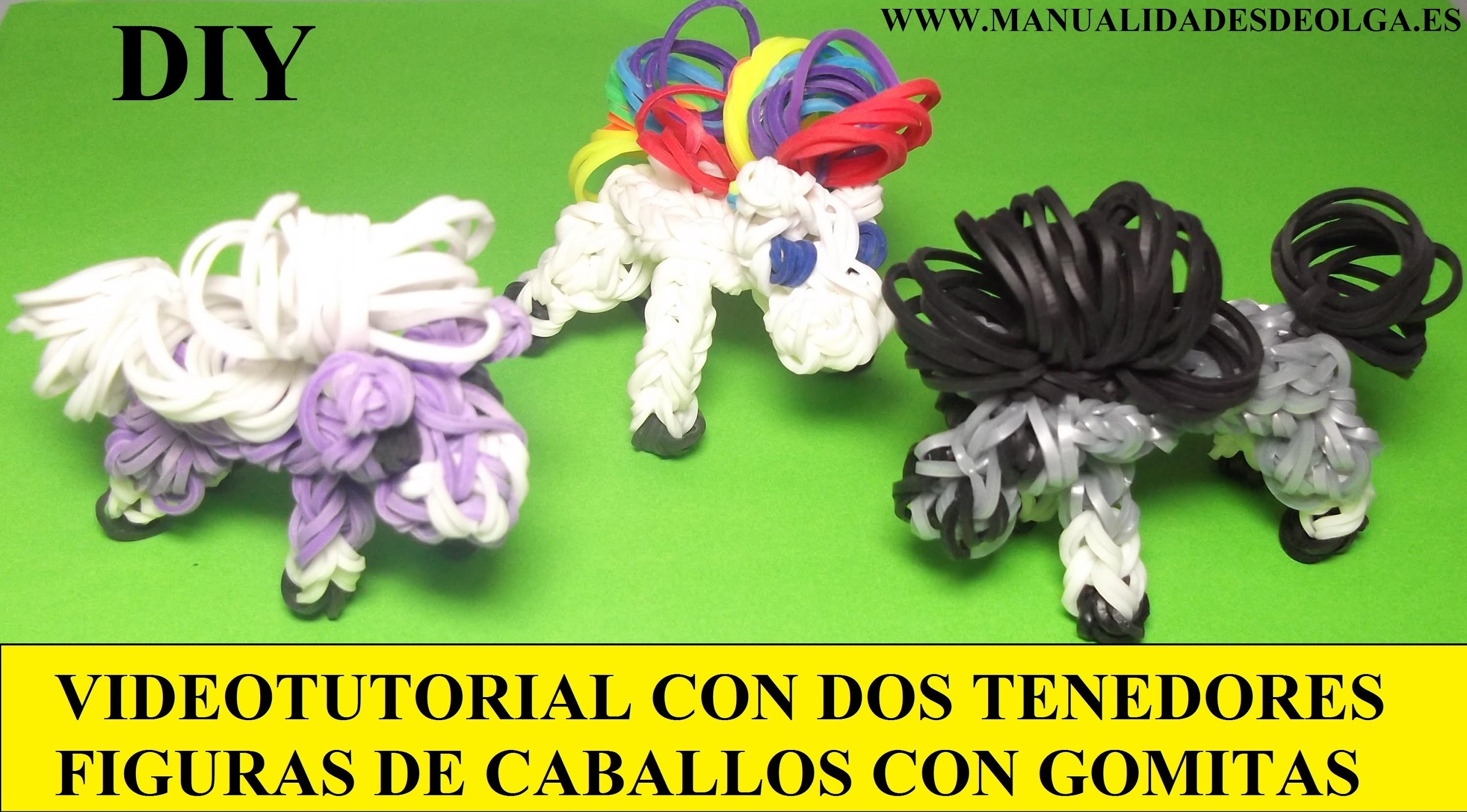 COMO HACER UN CABALLO DE GOMITAS (LIGAS) (HORSE CHARMS) CON DOS TENEDORES. TUTORIAL DIY