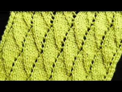 Cómo Tejer Punto Hojas-Leaves Knit Stitch-2 Agujas (289)