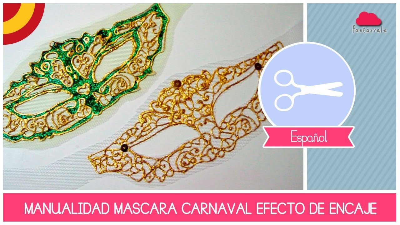 Manualidad como hacer un ANTIFAZ (mascara) efecto de encaje por el Carnaval - DIY