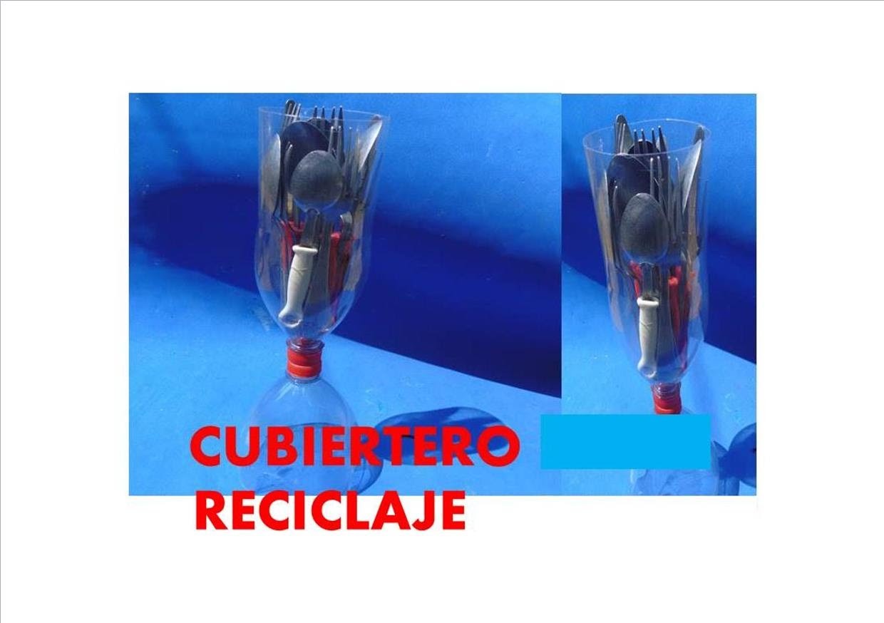 Manualidades - Como hacer organizador de cubiertos con botellas recicladas - RECICLAJE