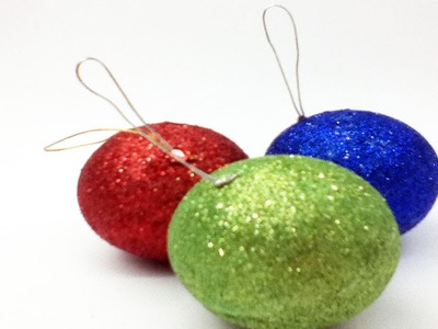 Como hacer esferas con diamantina para el arbol de navidad