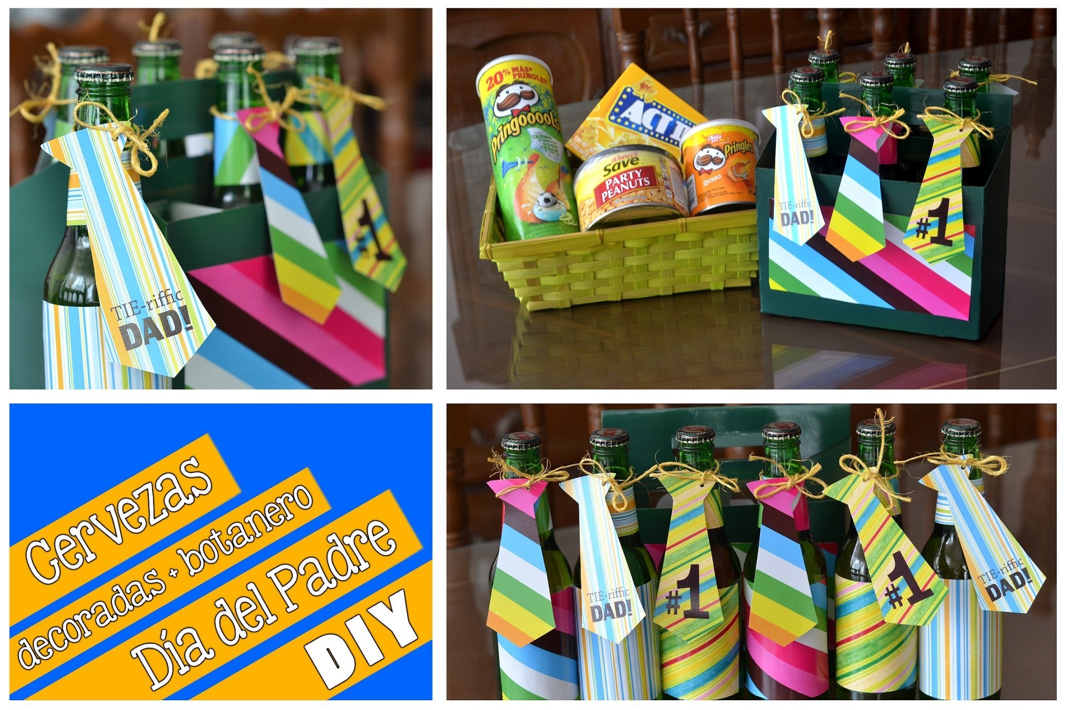 Cervezas decoradas y botanero (DIY) Día del Padre