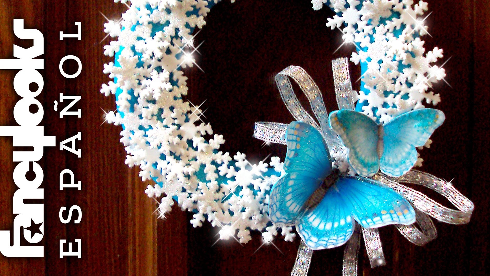 DIY Corona cristales nieve y mariposas de goma eva-Frozen Christmas wreath
