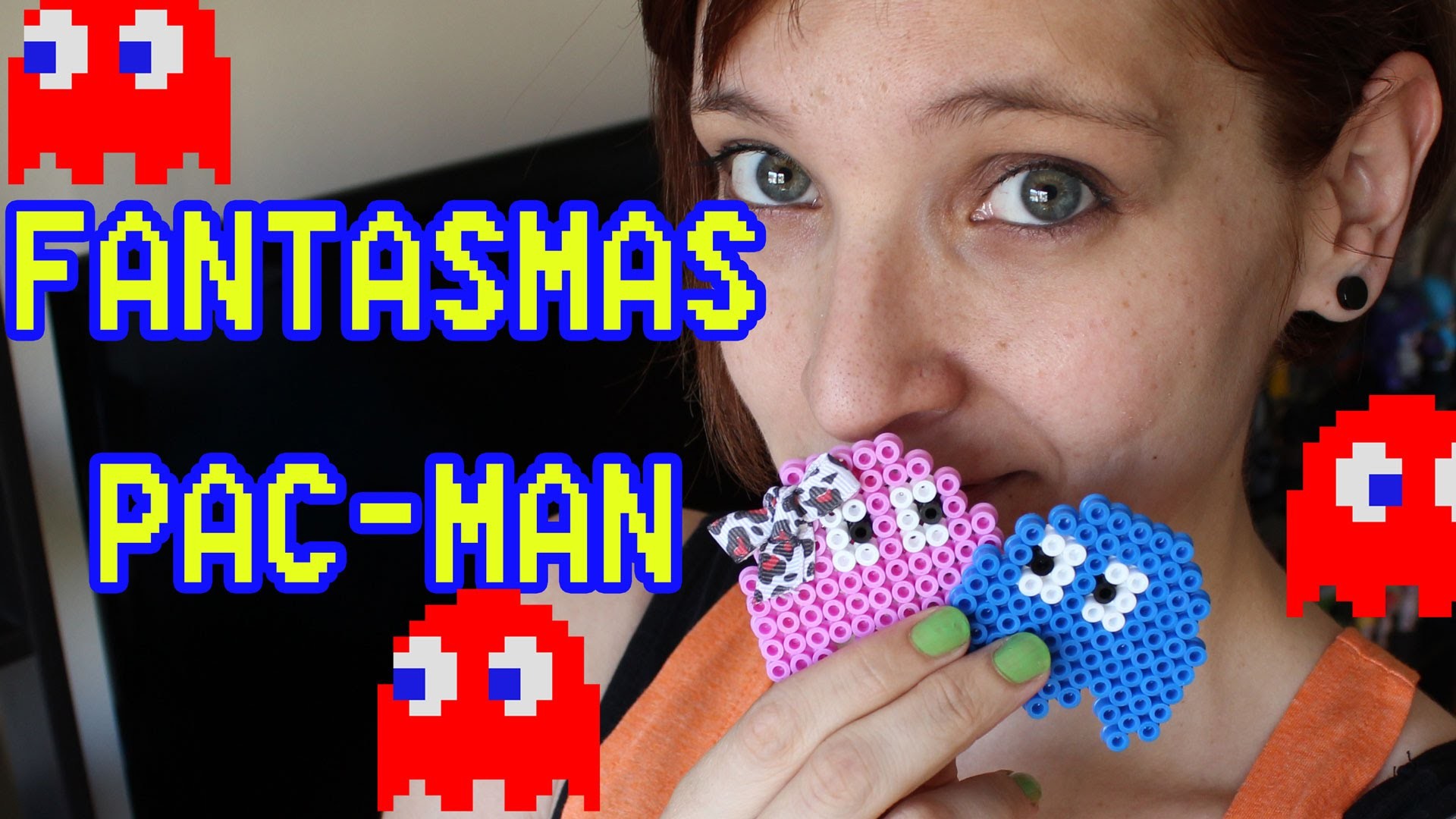 Fantasmas Pac-Man. Manualidades fáciles en hama beads, pyssla, pixy. 