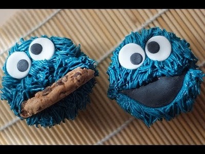Cómo hacer Cupcake del Monstruo de las Galletas, Cookie Monster o Lucas (tutorial) ♥ Bocados Divinos