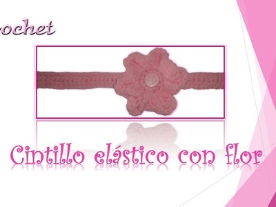 Diadema elástica crochet (ganchillo) con flor