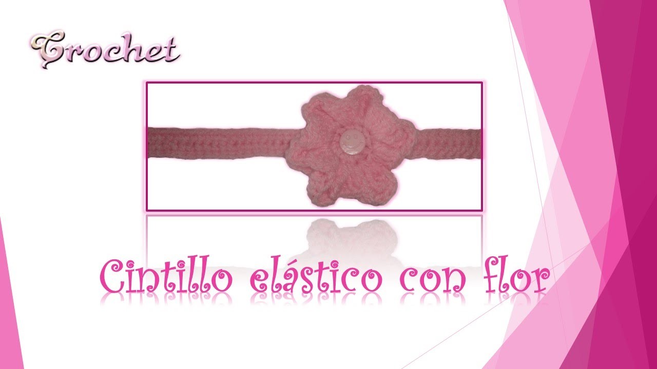 Diadema elástica crochet (ganchillo) con flor