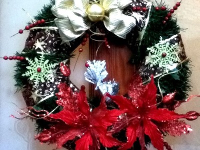 DIY Corona Navideña fácil noche buenas listón Christmas wreath