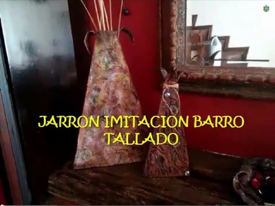 DIY Jarrón imitación barro tallado. Faux carved clay vase