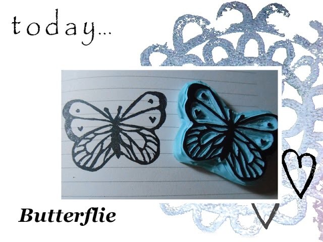 Hand carved rubber stamp: butterfly