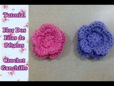 Como hacer flor crochet dos filas