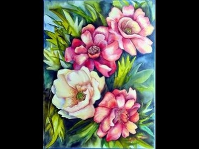 Como pintar flores y hojas - Acrilicos - Herminia Devoto Moni Dominguez