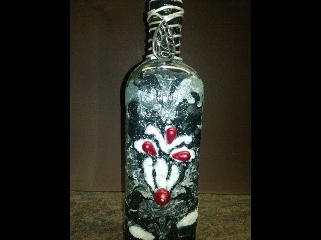 DIY Botella de vidrio decorada. Decorating glass bottle
