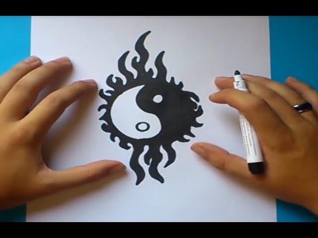 Como dibujar un simbolo yin yang paso a paso | How to draw one yin yang symbol