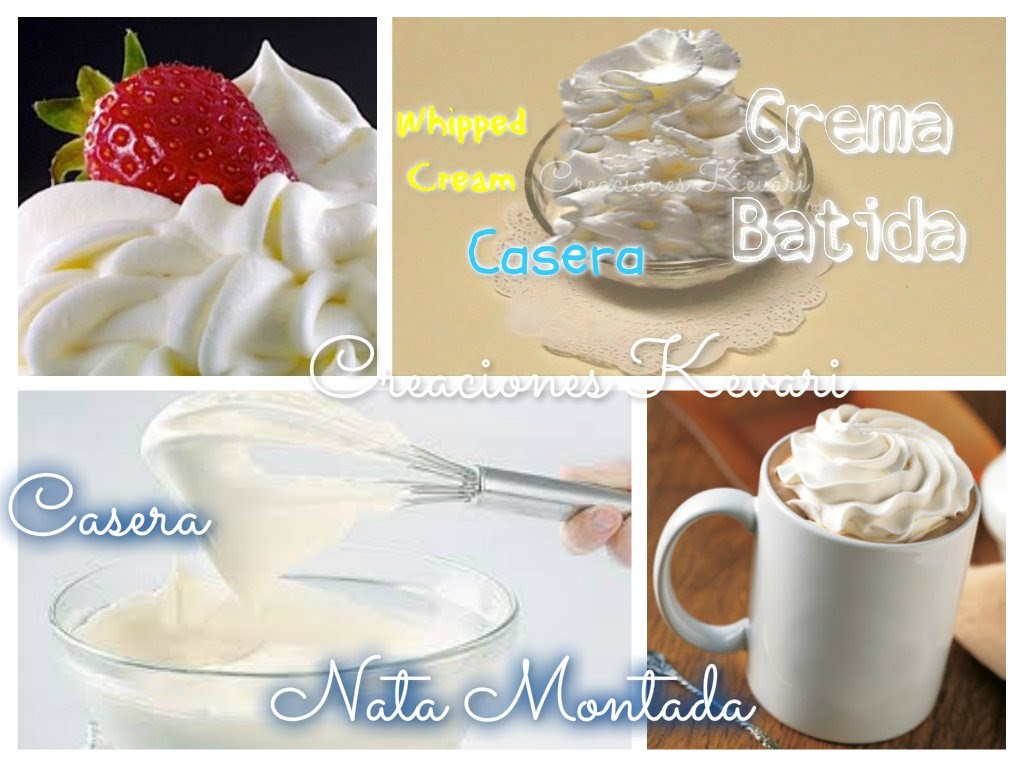 Crema Batida a base de leche Casera o Crema chantilly. Nata Montada. DIY Homemade Whipped Cream