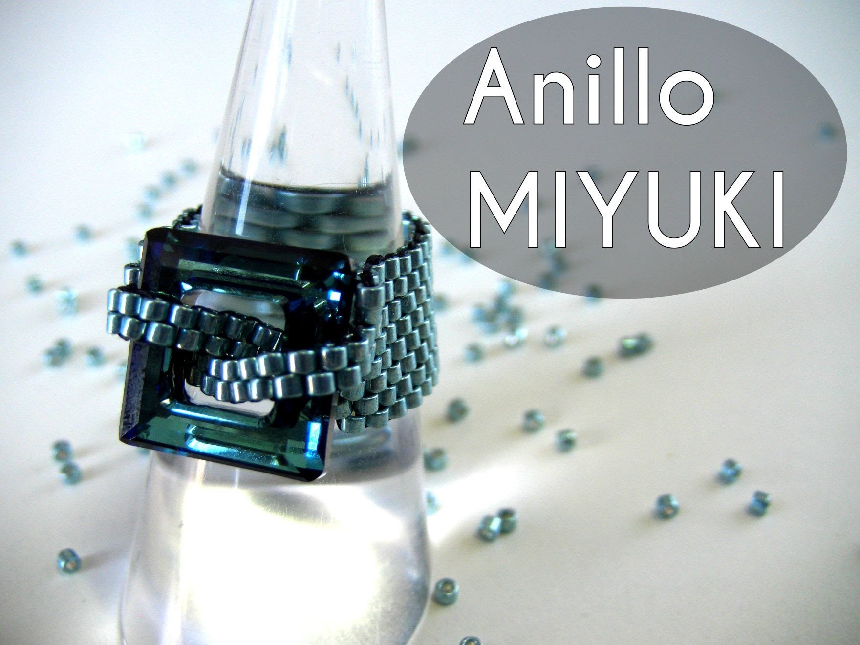 Abalorios Manualidades - Anillo Miyuki con Swarovski Elements