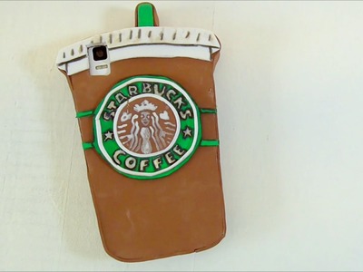 Funda para móvil con la forma de un vaso de café del Starbucks. Manualidades fáciles