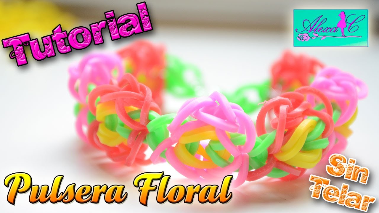 ♥ Tutorial: Pulsera Floral de gomitas (sin telar) ♥