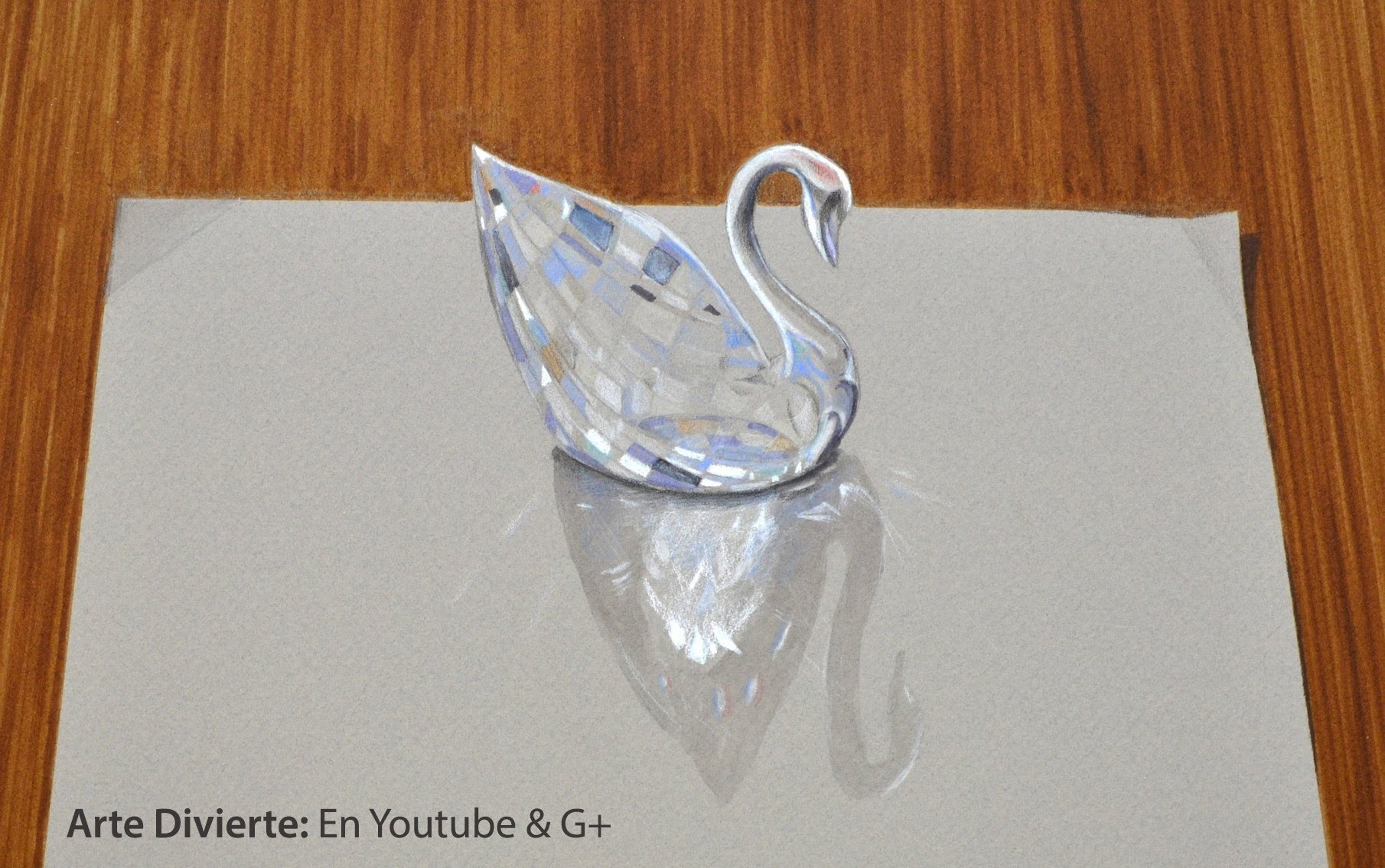 Cómo dibujar vidrio: dibujo 3D de un cisne de cristal Swarovski - Arte Divierte