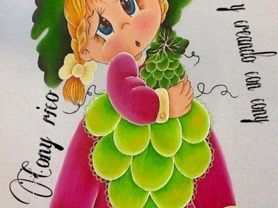 Pintura en tela niña uva # 4 con cony