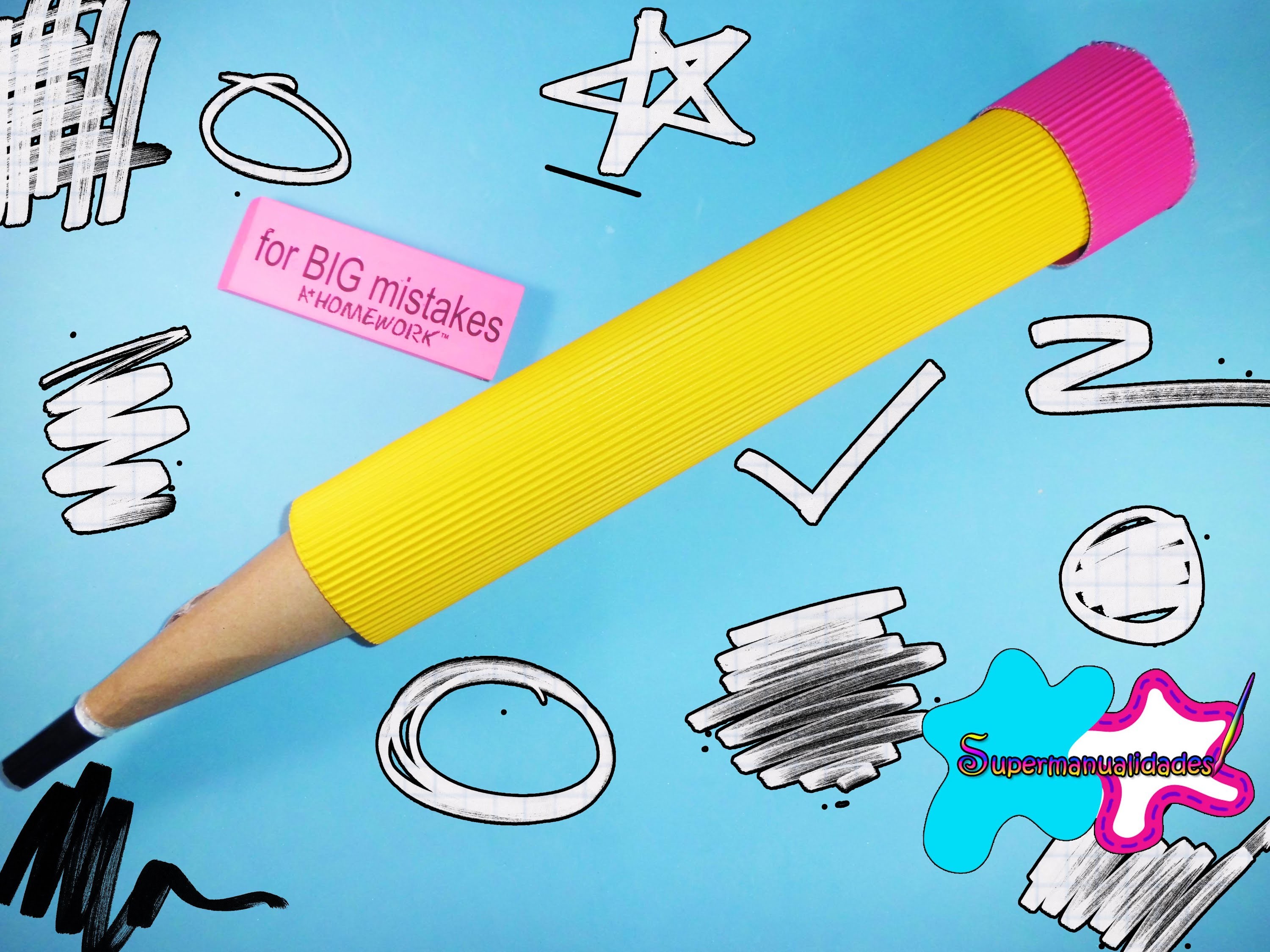 Haz un gran lápiz con papel corrugado para guardar tus cosas ✎SUPERMANUALIDADES✎